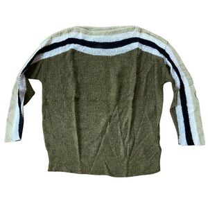 Liverpool Olive Knit Sweater with Black and White Accents